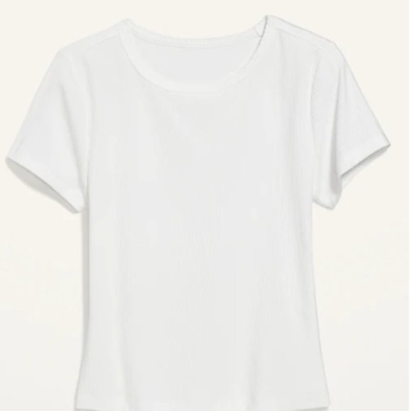 Large Old Navy Fitted Short-Sleeve Cropped Rib-Knit T-Shirt - Picture 4 of 11